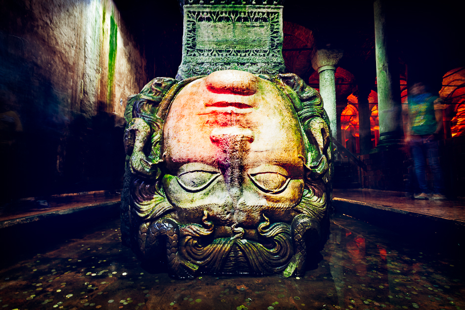 Upside down Medusa head in The Basilica Cistern (Yerebatan Sarn