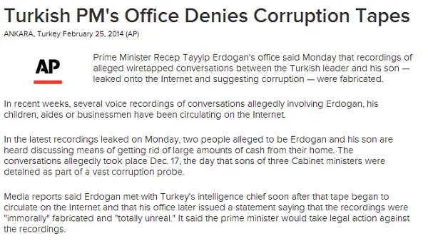 Turkish PM s Office Denies Corruption Tapes   ABC News