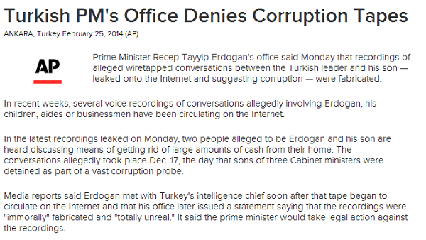 Turkish PM s Office Denies Corruption Tapes ABC News