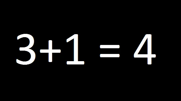 3+1=4