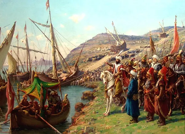 karadan yuruyen istanbul-fetih-gemiler