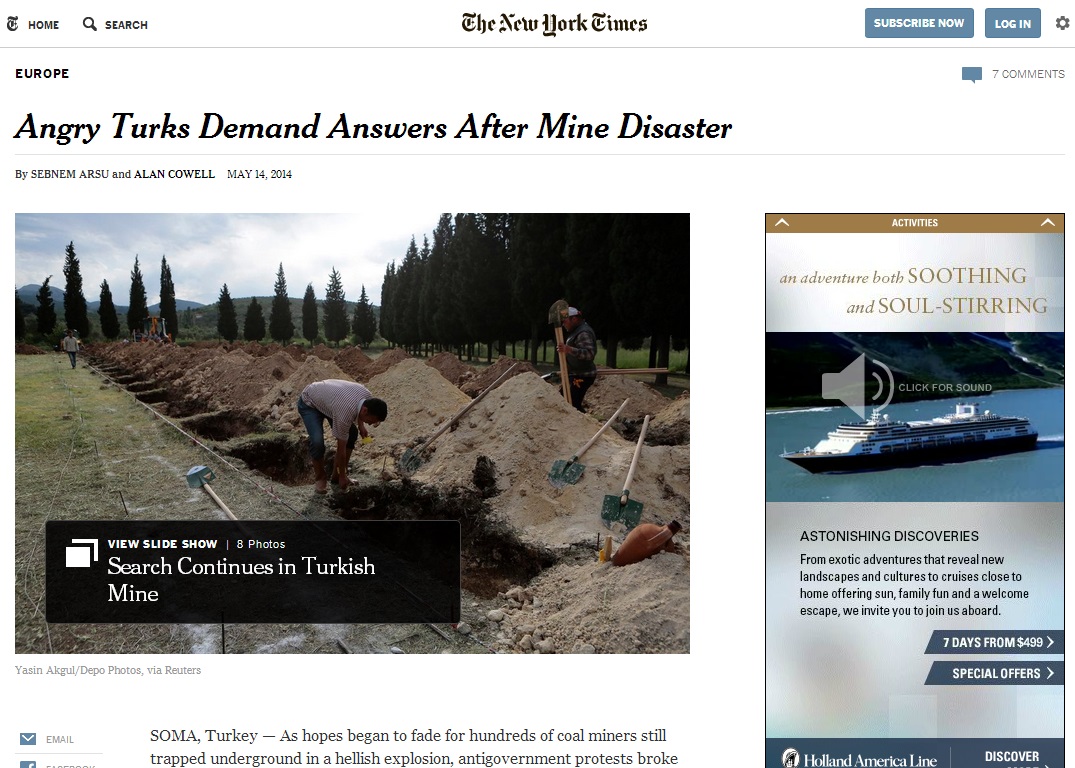 thenewyorktimes-Angry Turks Demand Answers After Mine Disaster