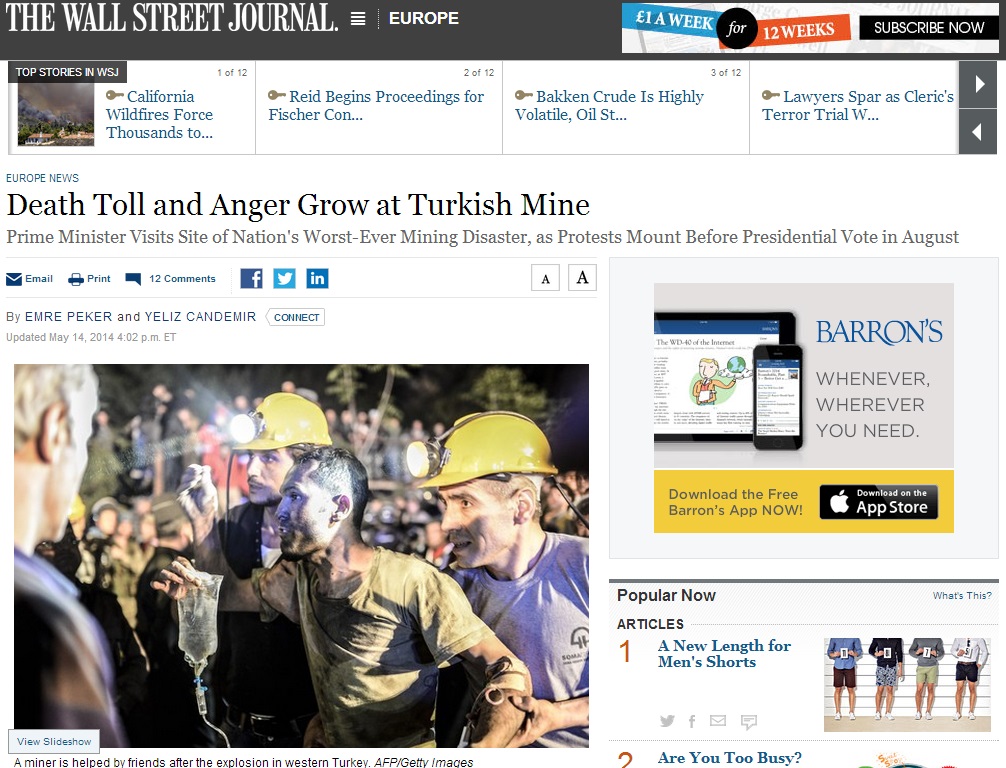 thewallstreetjournal-Death Toll and Anger Grow at Turkish Mine