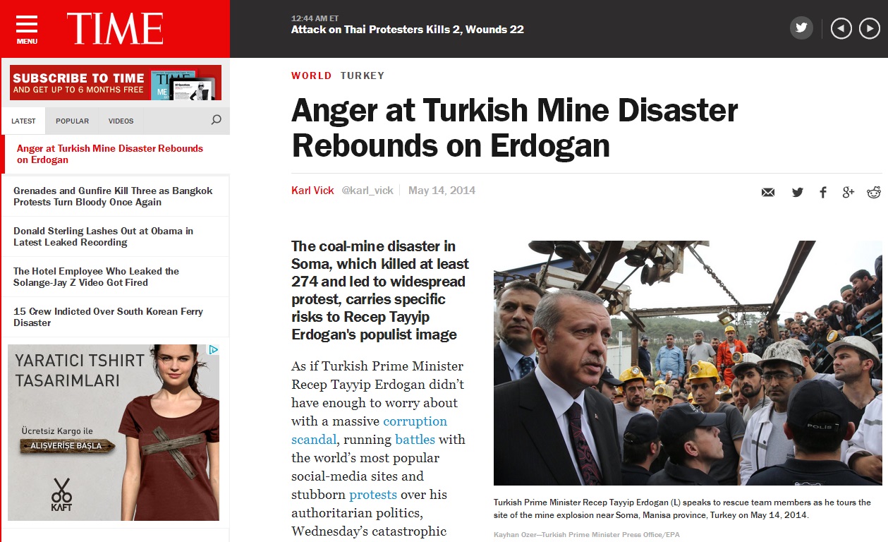 time-Anger at Turkish Mine Disaster Rebounds on Erdogan