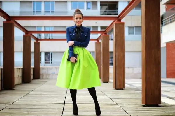 yesil-neon-midi-etek