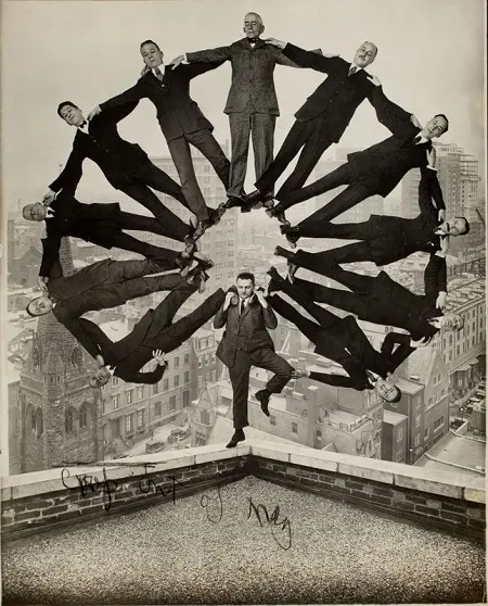 photo-manipulation-before-digital-age-man-on-rooftop-with-eleven-men