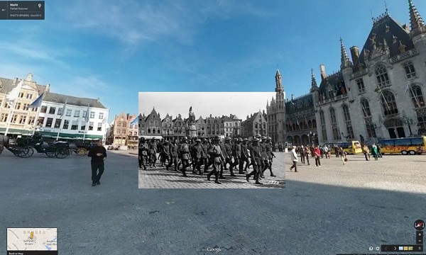 1917 British POWs being marched through Bruges, Belgium, by German soldiers