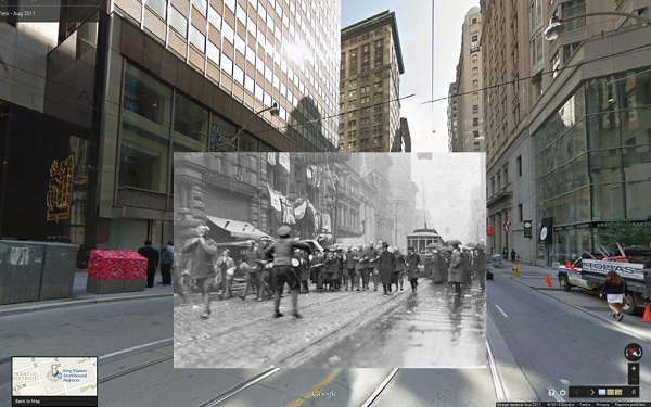 1918 Armistice Day in King Street West, Toronto