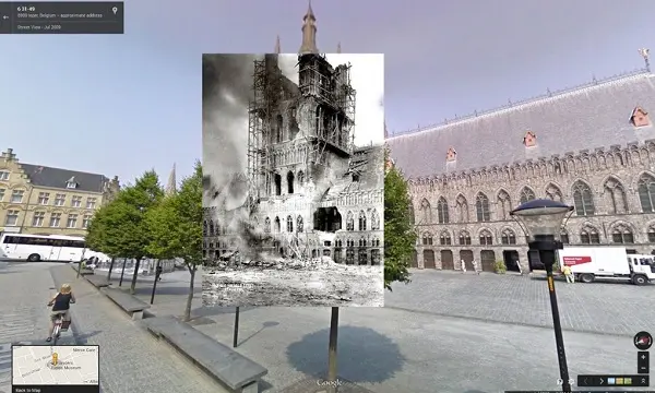 November 22 1914 The ruins of the Lakenhalle in Ypres Belgium