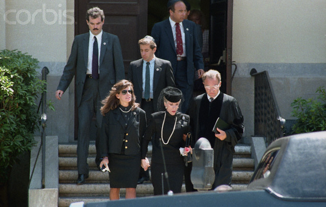 16 Aug 1987, Los Angeles, California, USA --- Original caption: Los Angeles: Joan Rivers and daughter Melissa hold hands as they leave the Wilshire Boulevard Synagogue following a memorial service for Rivers' husband and frequent comedic foil Edgar Rosenberg. Rosenberg died August 14 at the age of 64 in a Philadelphia hotel room of an apparent intentional overdose of Valium. Several hundred people attended the service. --- Image by © Bettmann/CORBIS