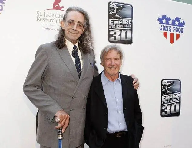 Original cast members Peter Mayhew (L), who portrayed "Chewbacca," and Harrison Ford, who portrayed Han Solo, attend a screening commemorating the 30th anniversary of "Star Wars: Episode V The Empire Strikes Back" in Hollywood May 19, 2010.  REUTERS/Fred Prouser (UNITED STATES - Tags: ENTERTAINMENT)