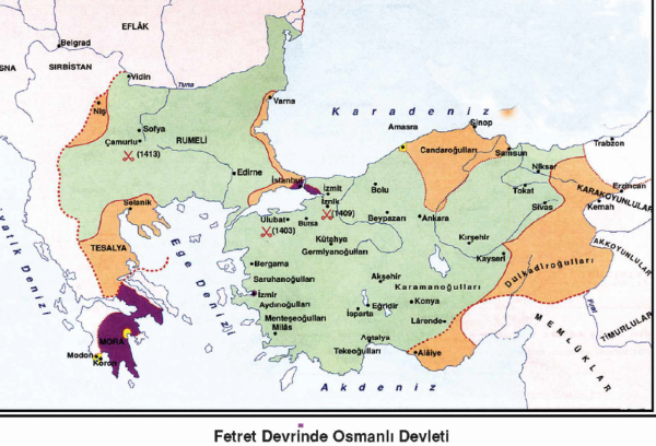 sehzade musa celebi 1411-13-fetret donemi harita