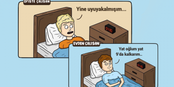 Evden Çalışmayla Ofiste Çalışmanın Farklarını Gerçekçi Bir Biçimde Gösteren 14 İllüstrasyon