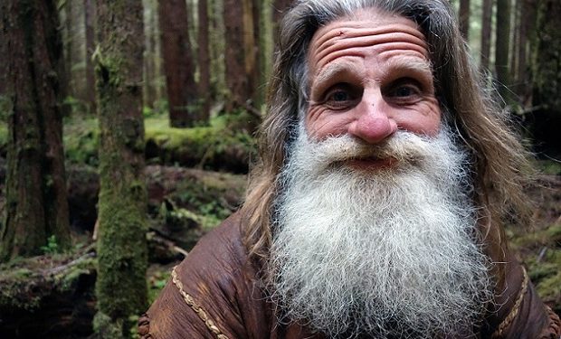 Location: Hoh Rainforest
Olympic Peninsula
Washington, USA: A smiling portrait of Mick Dodge, the legend himself, deep within the Hoh Rainforest.
(Photo Credit: National Geographic Channels/Screaming Flea Productions/Brian Skope)