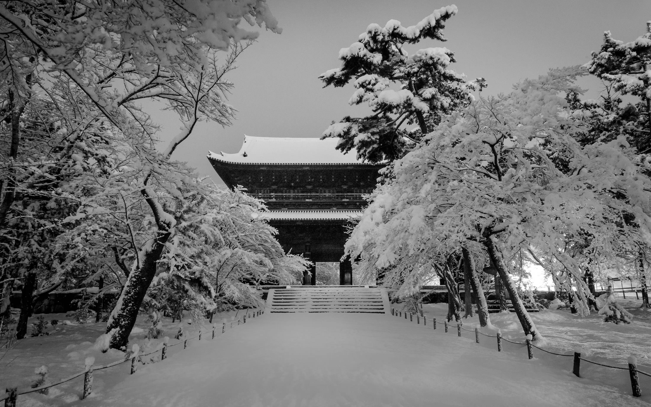 Kyoto At Night During a Heavy Snow