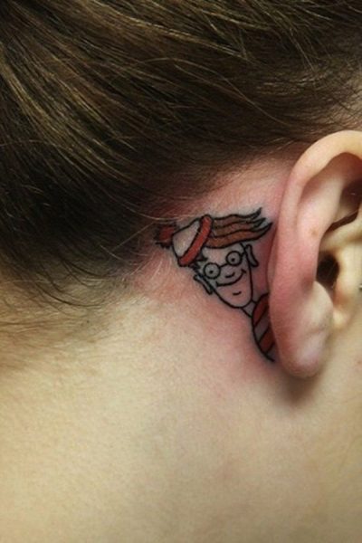 12-Cartoon-behind-ear-tattoo