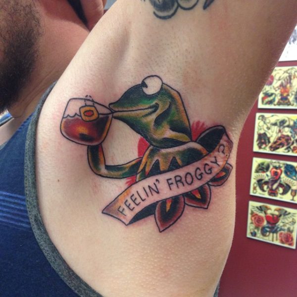 Feelin-Froggy-BAnner-And-Frog-Tattoo-On-Armpit