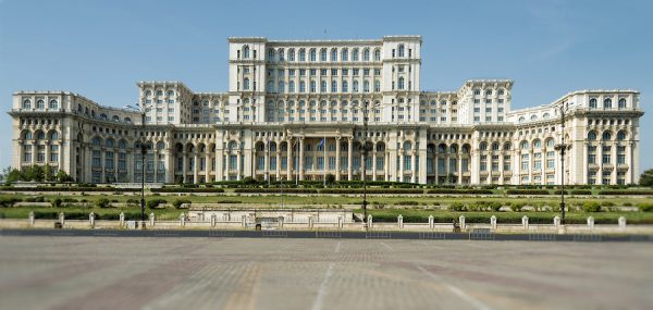 Facade of the Palace of Parliament in Bucharest