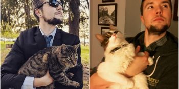 Evinde Besleyemediği İçin Gördüğü Her Kediyle Poz Veren Kedi Aşığı Adam