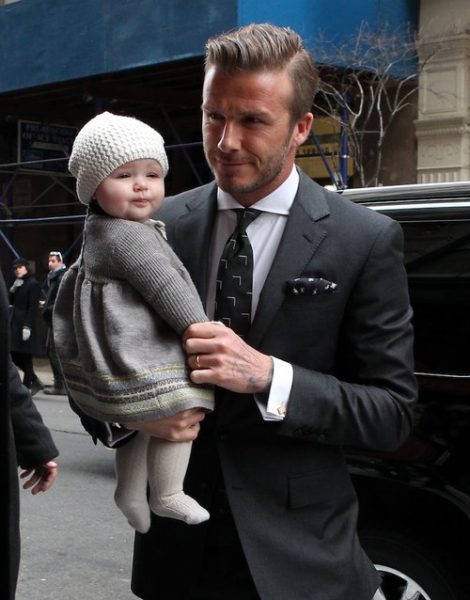 Victoria Beckham with David Beckham and daughter Harper in New York.