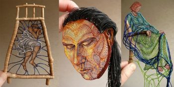 Dantelleri Ahşaba Taşıyıp Doğa ve İpliği Birleştiren Sanatçının 10 Figürlü Heykeli