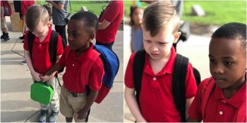 Okulun İlk Günü Ağlayan Otizm Hastası Arkadaşını Cesaretlendiren Koca Yürekli Çocuk