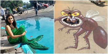 Bozuk Yolları Sıra Dışı Graffitileriyle Protesto Eden Hint Ressam