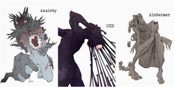 Yaygın Psikolojik Rahatsızlıkları Bir Yaratık Gibi Resmeden Yetenekli Sanatçı