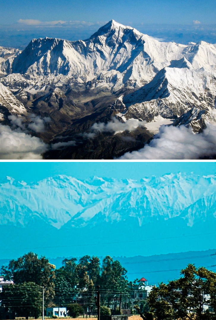 muhteşem doğa olayları Himalayaların uzaktan görüntüsü