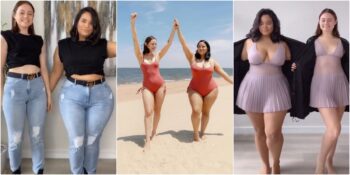 Aynı Kıyafetlerin Farklı Bedenlerde Nasıl Durduğunu Göstererek Güzellik Kalıplarına Meydan Okuyan İki Arkadaş