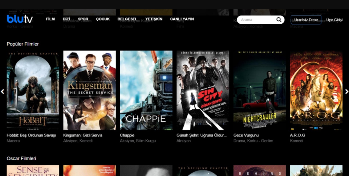 film ve dizi platformları BluTV
