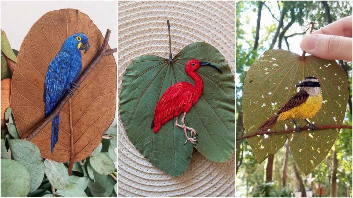 Dökülen Yaprakları Rengarenk İşlemelerle Sanat Eserine Dönüştüren Laura Dalla Vecchia ve Çalışmaları