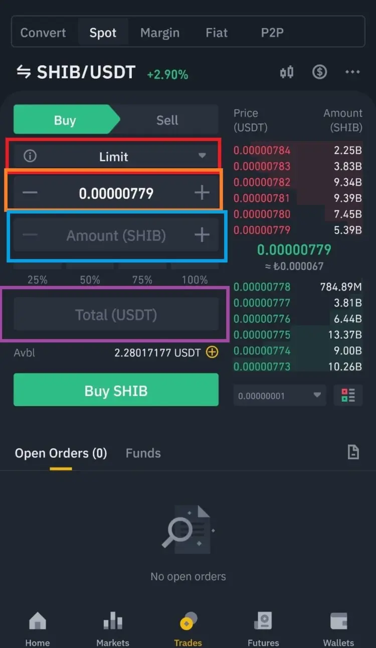 binance spot alım