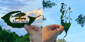 Yaprakları Tuval Gibi Kullanarak Üzerine Minyatür Figürler İşleyen Sanatçıdan Birbirinden Güzel Çalışmalar