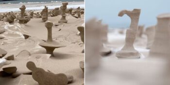 Tamamen Doğal Olmasına Rağmen Bir Heykeltıraşın Elinden Çıkmış Gibi Görünen Michigan Gölü’ndeki Kum Sütunları